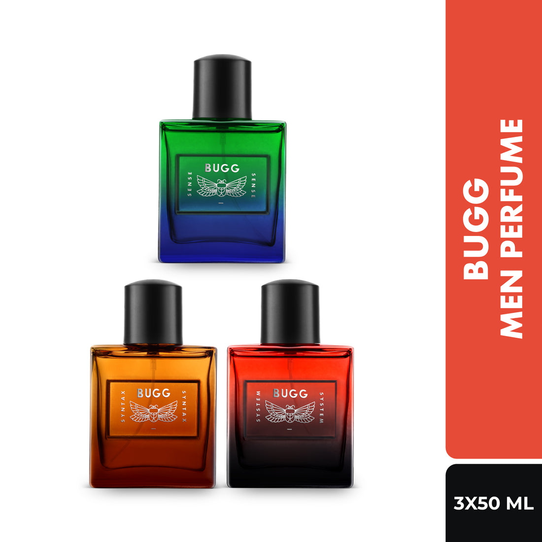 BUGG Sense, System and Syntax Perfume | 50 ml Each | Pack of 3 Eau de Parfum - 150 ml