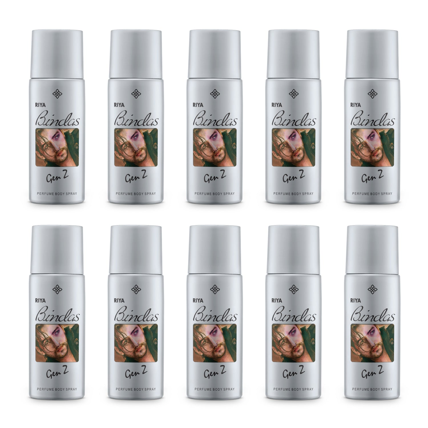 Riya Bindas Grey Combo of 10 Deodorant for Men | 150 ml Each | Bergamot, Lemon Fragrance