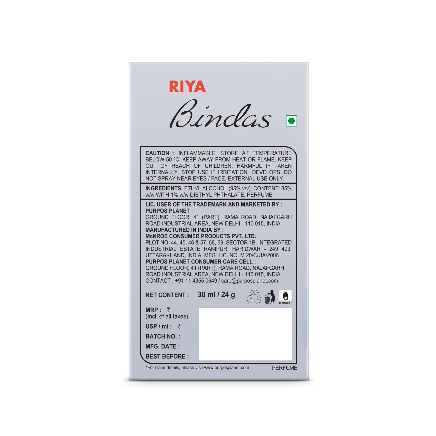 Bindas GenZ Grey Eau De Parfum 30 ml For Men