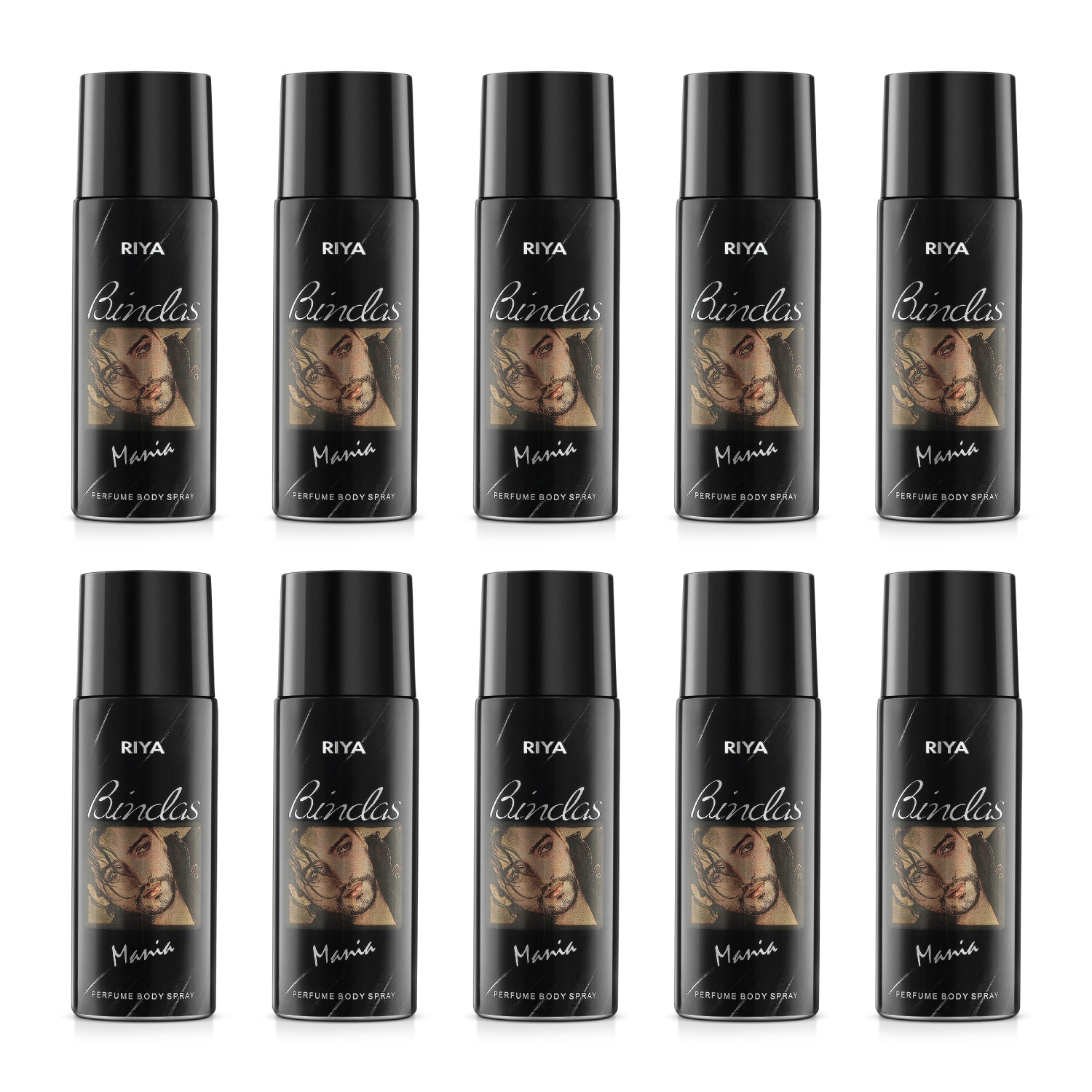 Riya Bindas Black Combo of 10 Deodorant for Men | 150 ml Each | Citrus Aromatic Fragrance
