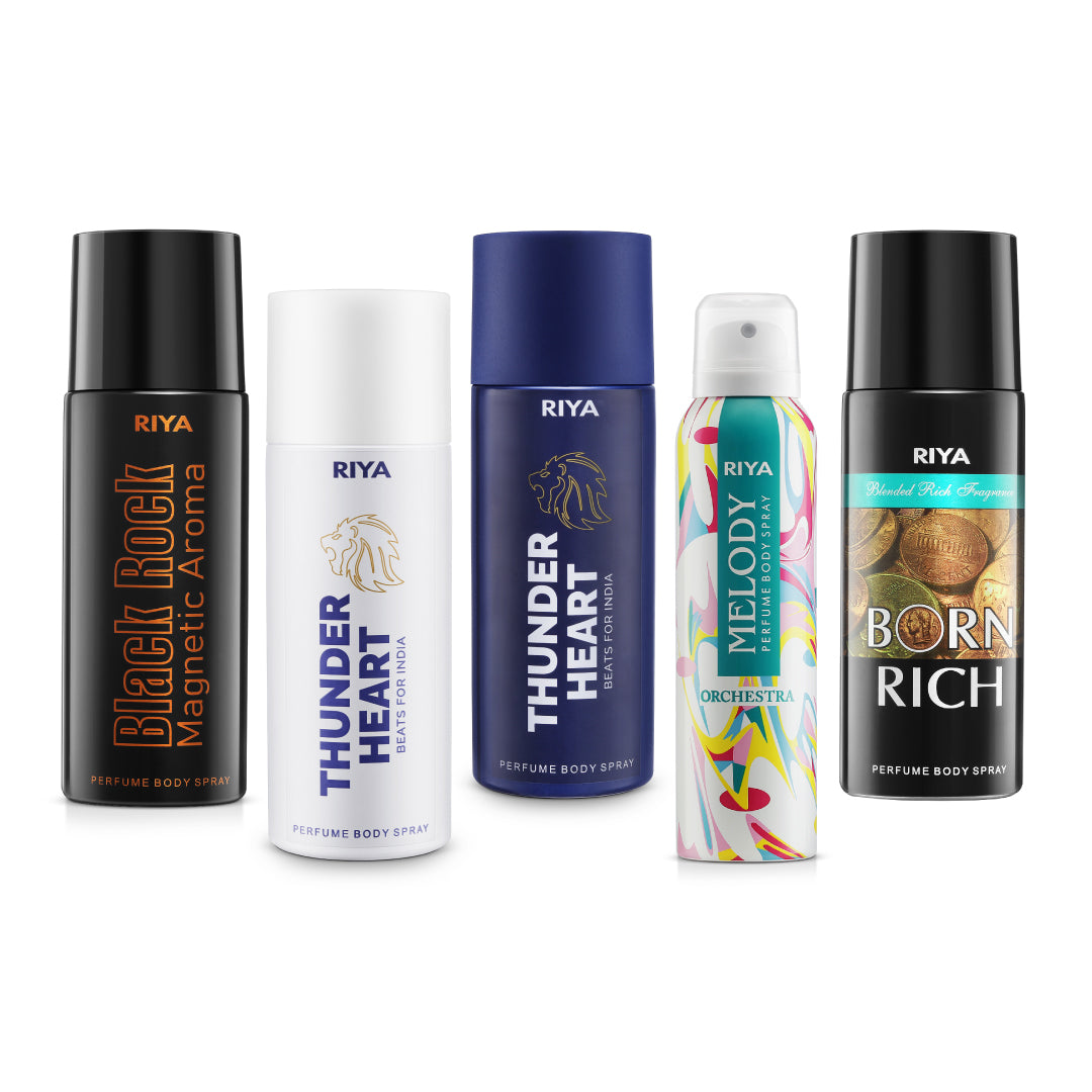 Black Rock Magnetic Aroma Born Rich Melody Orchestra Thnuderheart White & Blue Pack of 5 - Riya Lifestyle