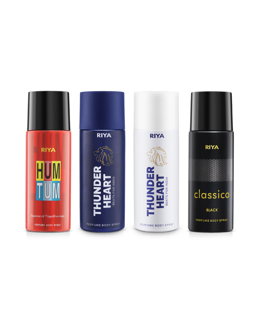Hum Tum, Classico, Thunderheart White &amp; Blue | Pack of 4 | Unisex Deodorant | 150ml Each