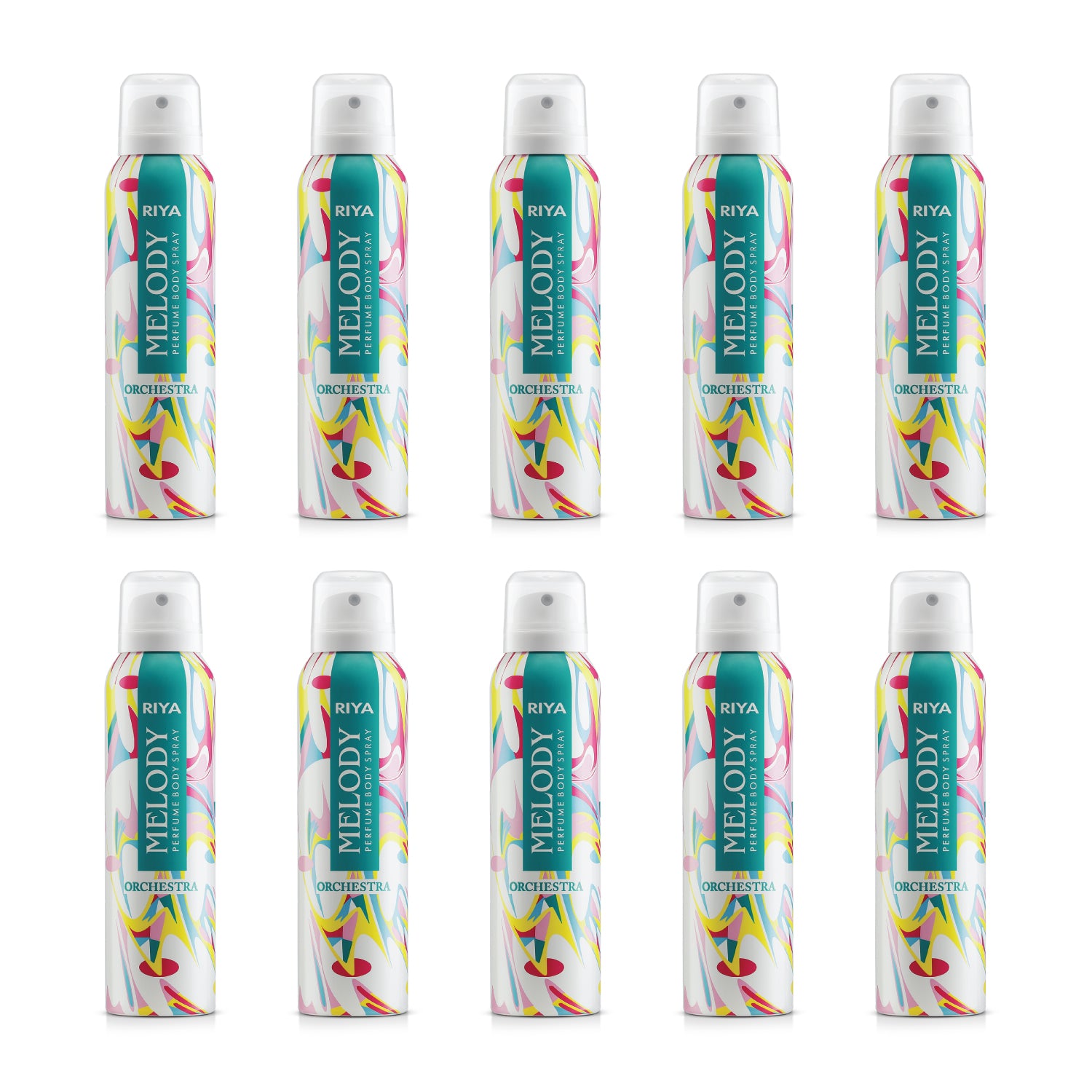 Riya Melody Green Combo of 10 Deodorant | 150 ml Each | Jasmine Rose Fragrance