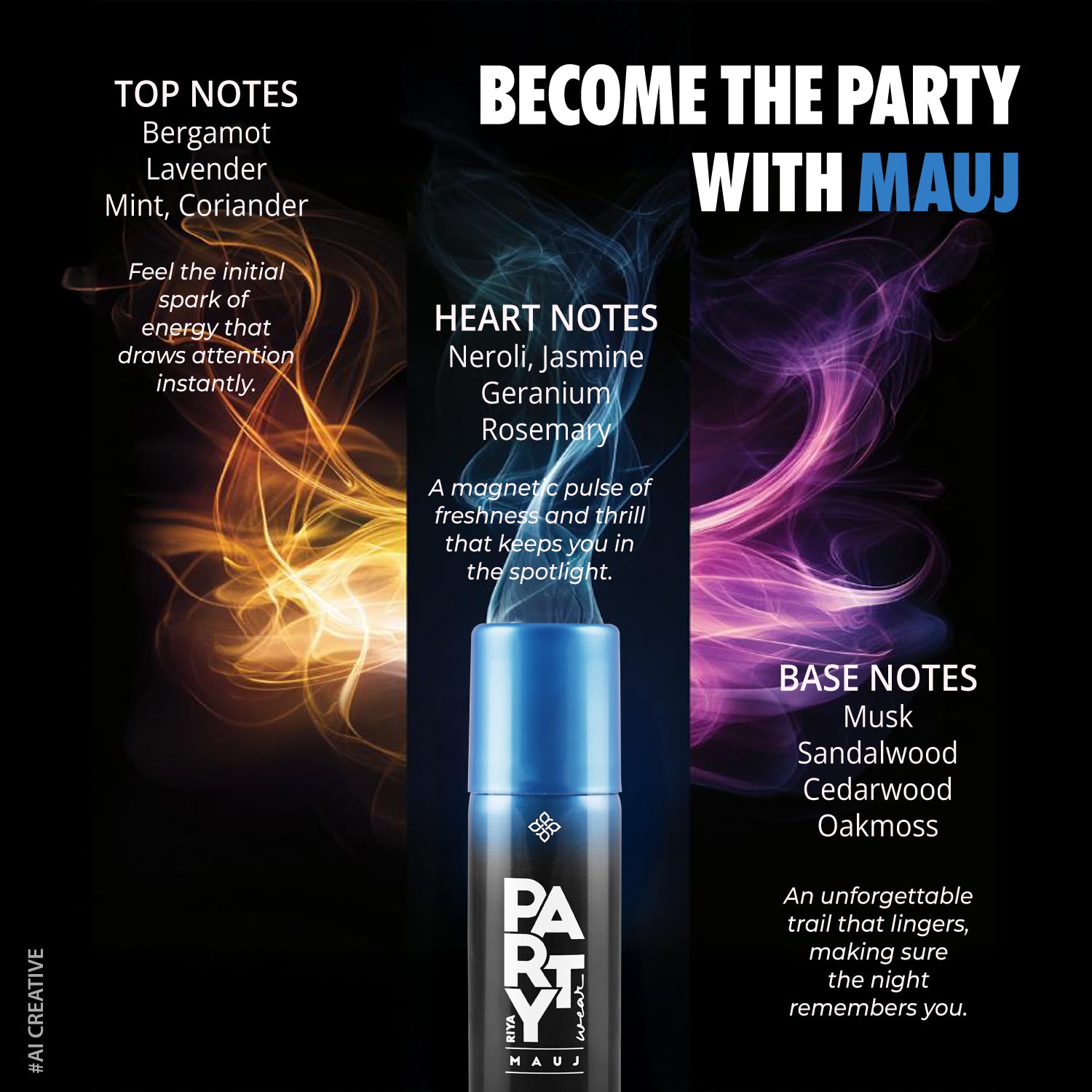 Riya Party Wear Mauj, Monk and Hyper Set of 6 Deodorant |40 ml Each