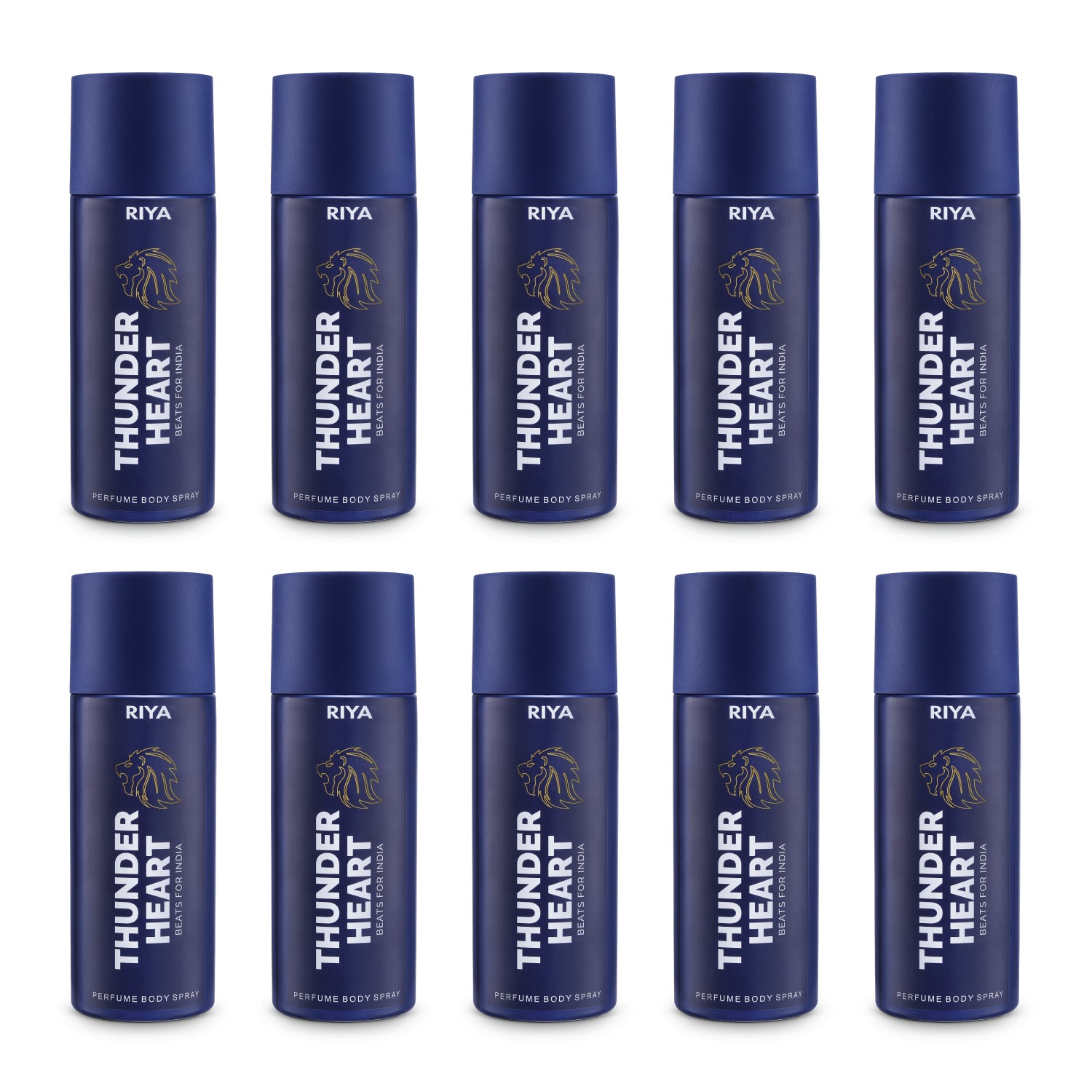 Riya Thunderheart Blue Combo of 10 Deodorant | 150 ml Each | Bergamot Aromatic Fragrance