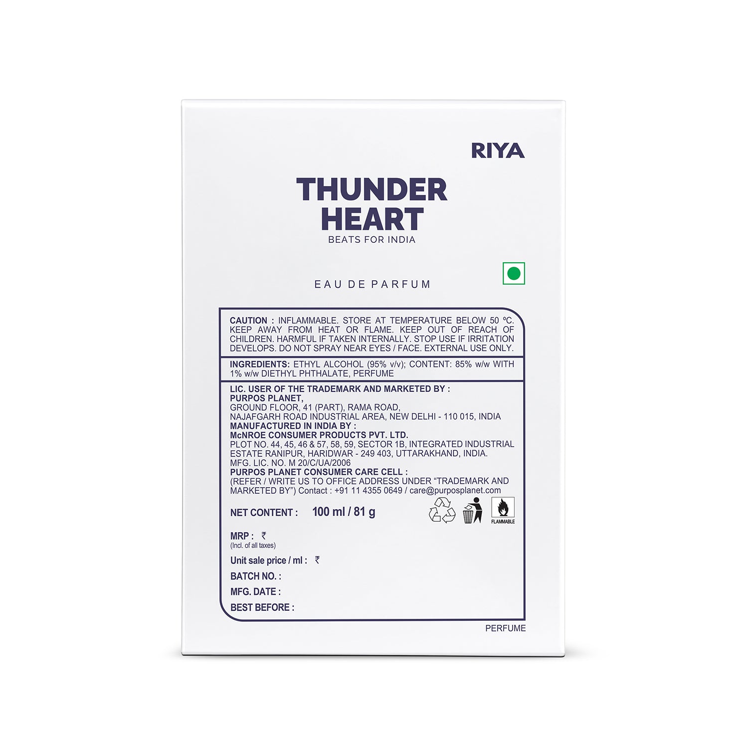 Thunder Heart White Unisex Perfume - Riya Lifestyle