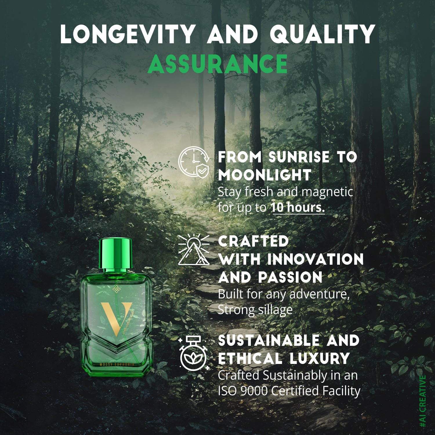 RIYA Vacance Mossy Euphoria EDP – Long-Lasting Unisex Perfume | Fresh Affordable Luxury | Oud Woody All-Season Scent for Travel & Relaxation | Perfume for Men & Women | 100ml