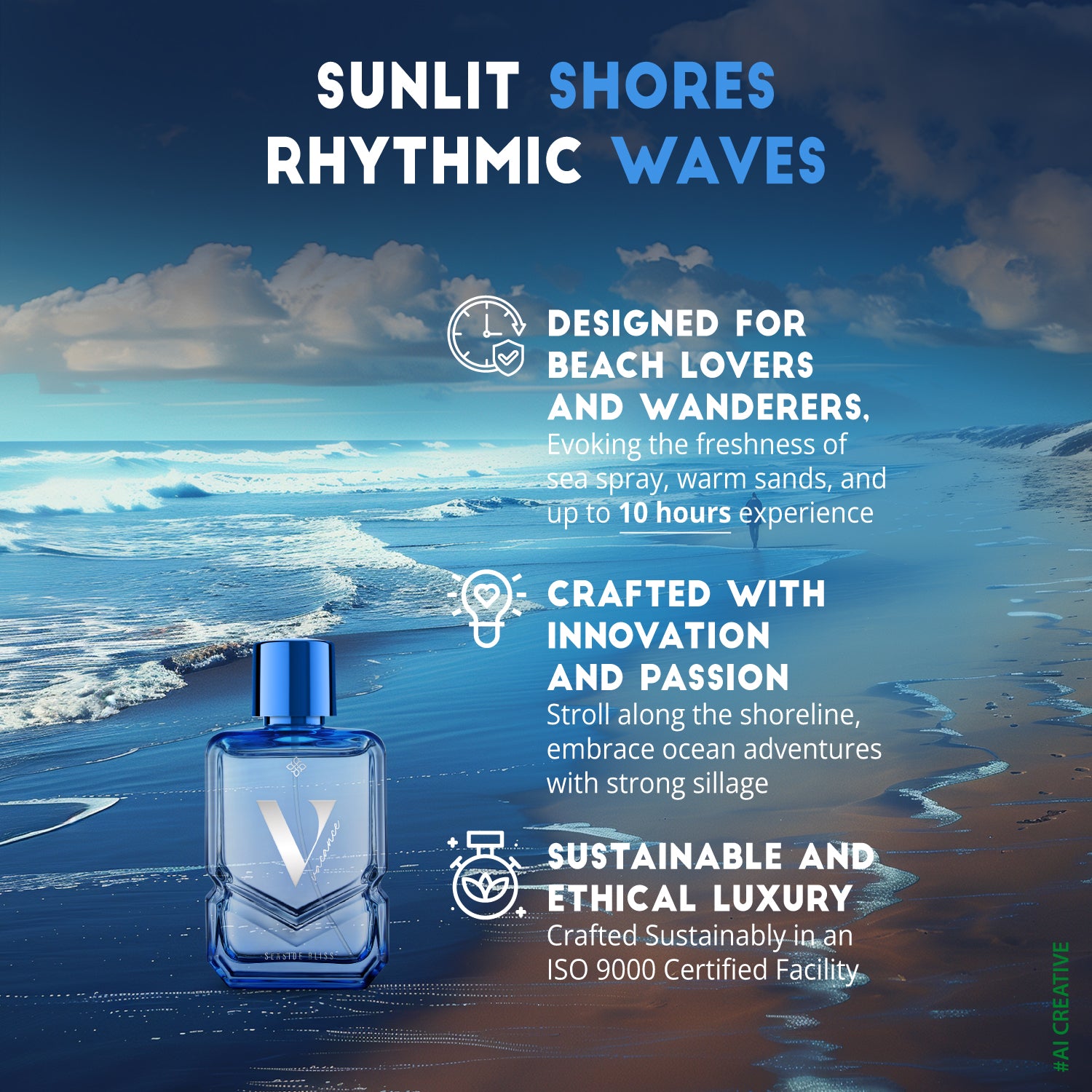 RIYA Vacance Seaside Bliss EDP – Fresh Aquatic Oriental Scent | Affordable Luxury for Travel & Relaxation | Fragrance for Men & Women | 100ml