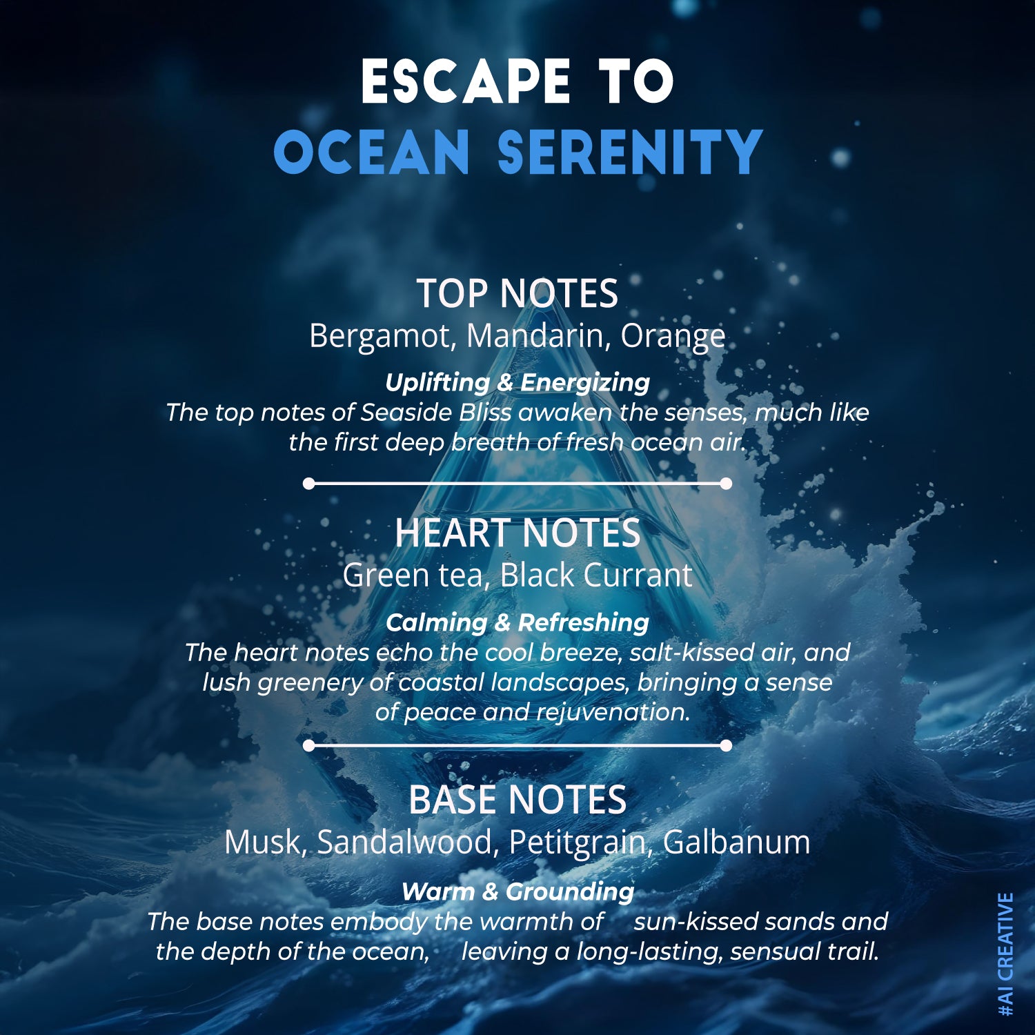 RIYA Vacance Seaside Bliss Eau De Parfum – Fresh Aquatic Oriental Scent | Travel & Relaxation | Perfume for Men & Women | 20ml