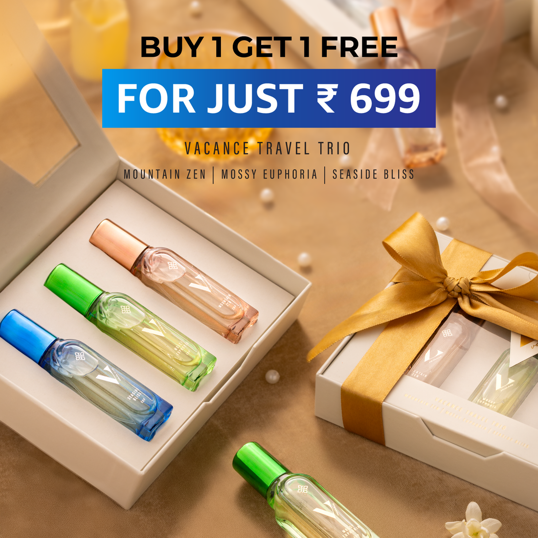 Vacance Gift Set By Riya Luxury Unisex Premium Eau de Parfum - 60 ml + 60 ml (For Men & Women)