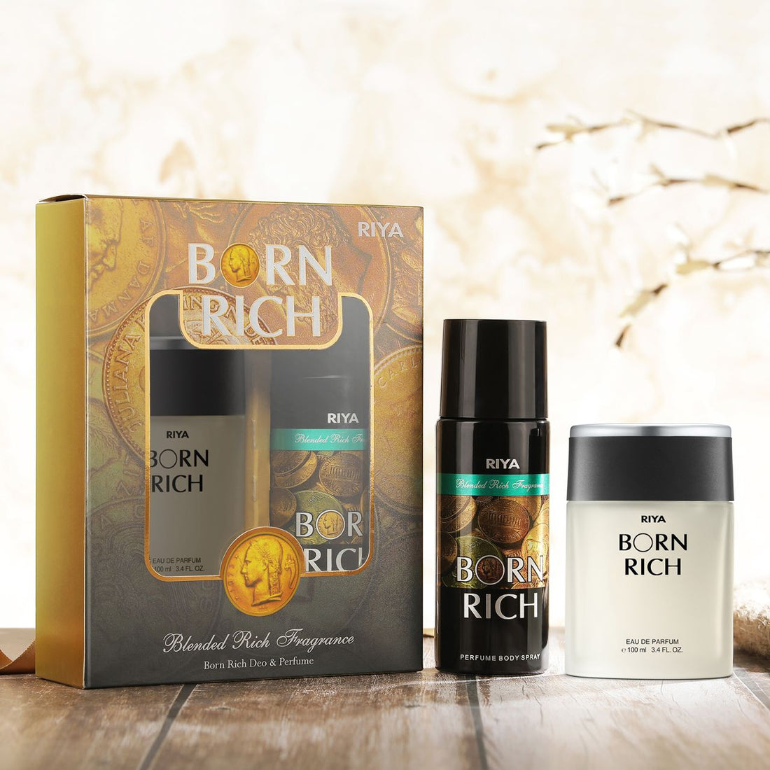 Born Rich Body Spray Deodorant &amp; Eau De Parfum Gift Set For Men &amp; Women (100ml EDP ,150ml Deo)