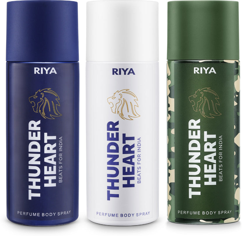 Thunder Heart White Green Blue Deodorant 150 ml each