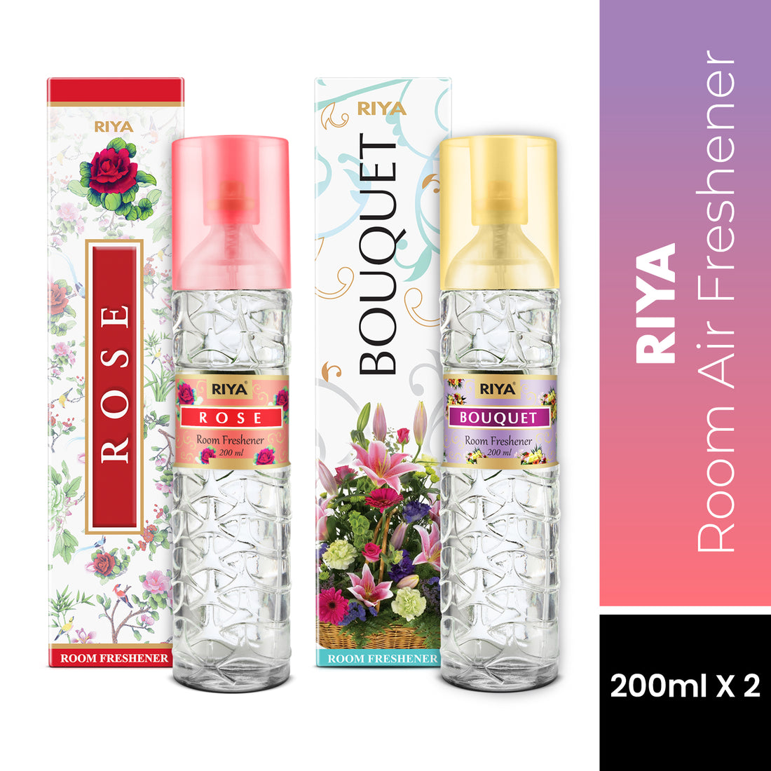 Riya Rose &amp; Bouquet Air Freshener - Pack of 2 (200ml Each)