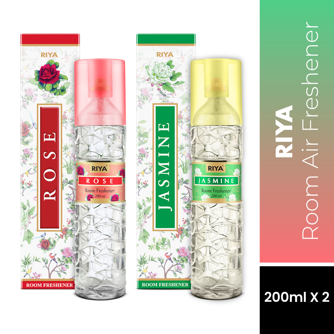 Riya Rose & Jasmine Air Freshener - Pack of 2 (200ml Each)