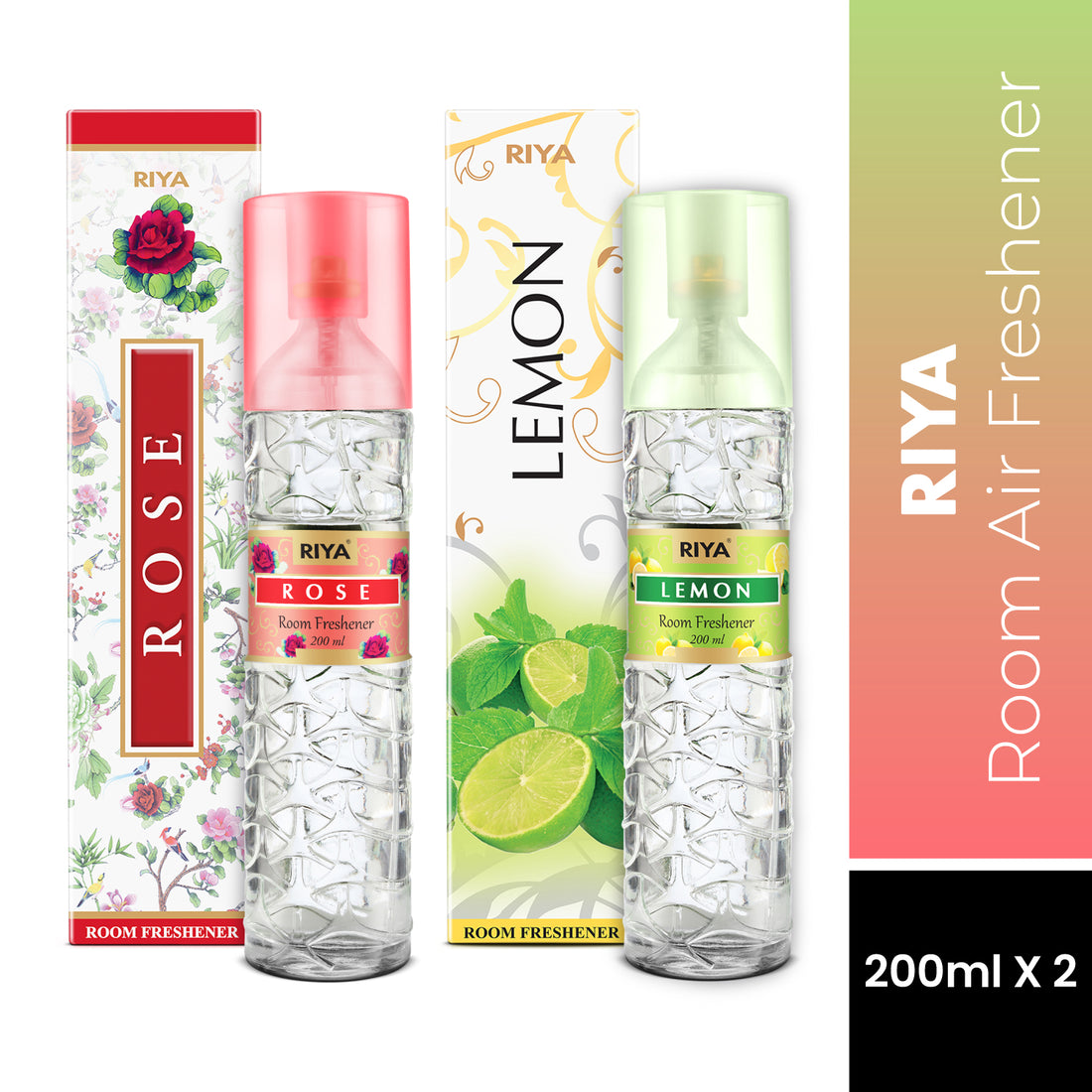 Riya Rose & Lemon Air Freshener - Pack of 2 (200ml Each)