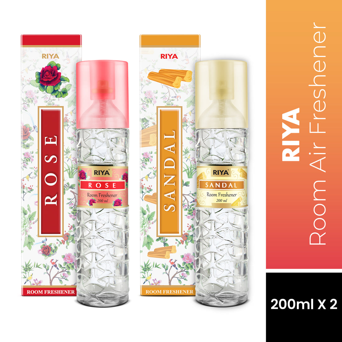 Riya Rose & Sandalwood Air Freshener - Pack of 2 (200ml Each)