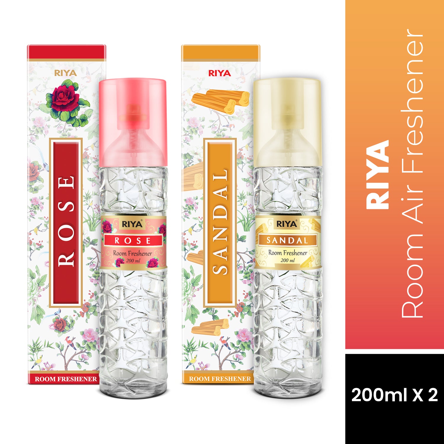 Riya Rose &amp; Sandalwood Air Freshener - Pack of 2 (200ml Each)