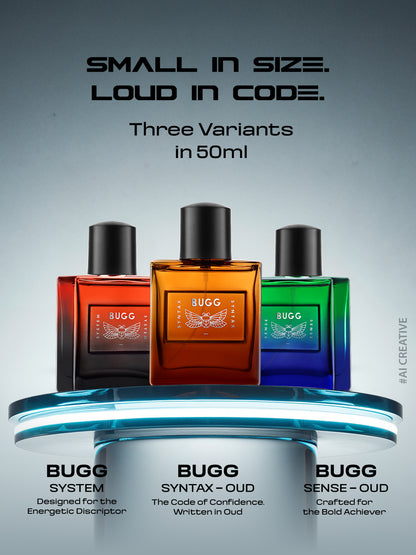 BUGG Sense, System and Syntax Perfume | 50 ml Each | Pack of 3 Eau de Parfum - 150 ml