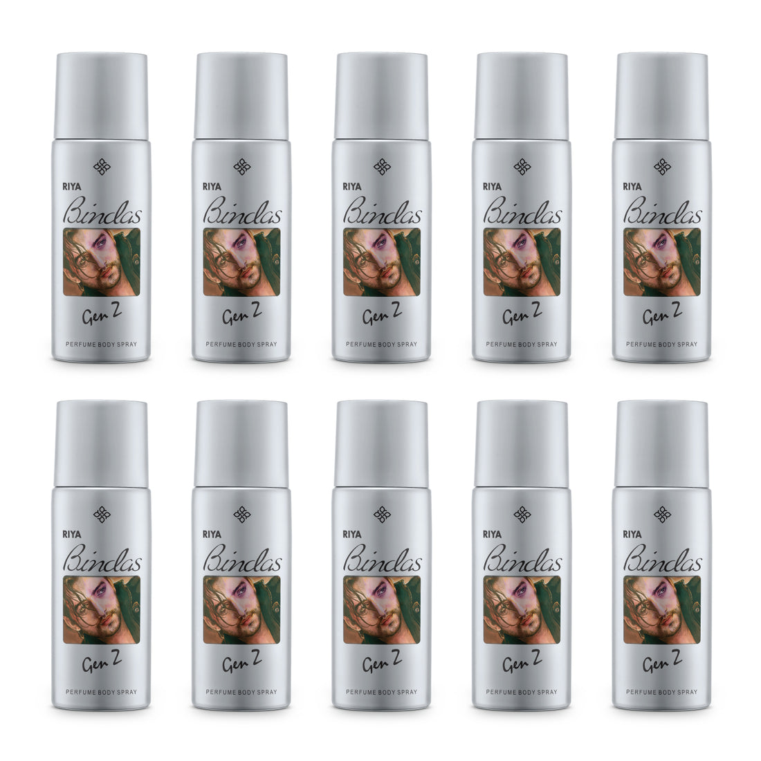 Riya Bindas Grey Combo of 10 Deodorant for Men | 150 ml Each | Bergamot, Lemon Fragrance