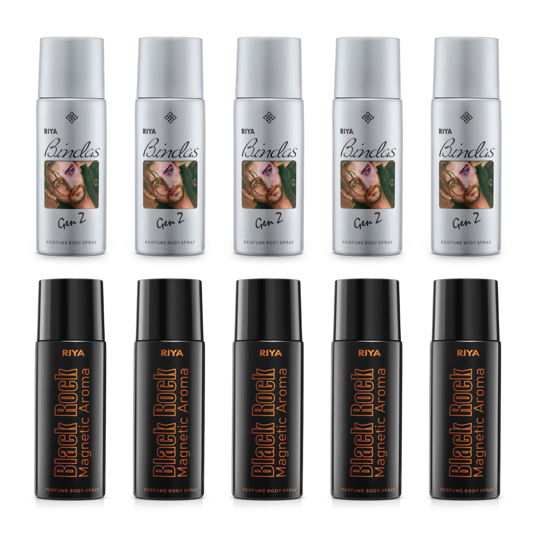 Riya Bindas Grey and Black Rock Set of 10 Deodorant | 150 ml Each