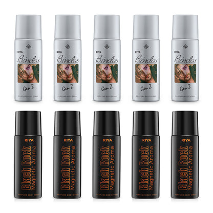 Riya Bindas Grey and Black Rock Set of 10 Deodorant | 150 ml Each