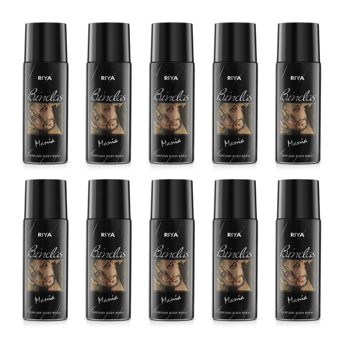 Riya Bindas Black Combo of 10 Deodorant for Men | 150 ml Each | Citrus Aromatic Fragrance