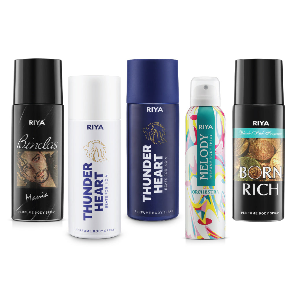 Pack of 5 Black Rock Magnetic Aroma Born Rich Melody Orchestra ThunderHeart White & Blue - Riya Lifestyle