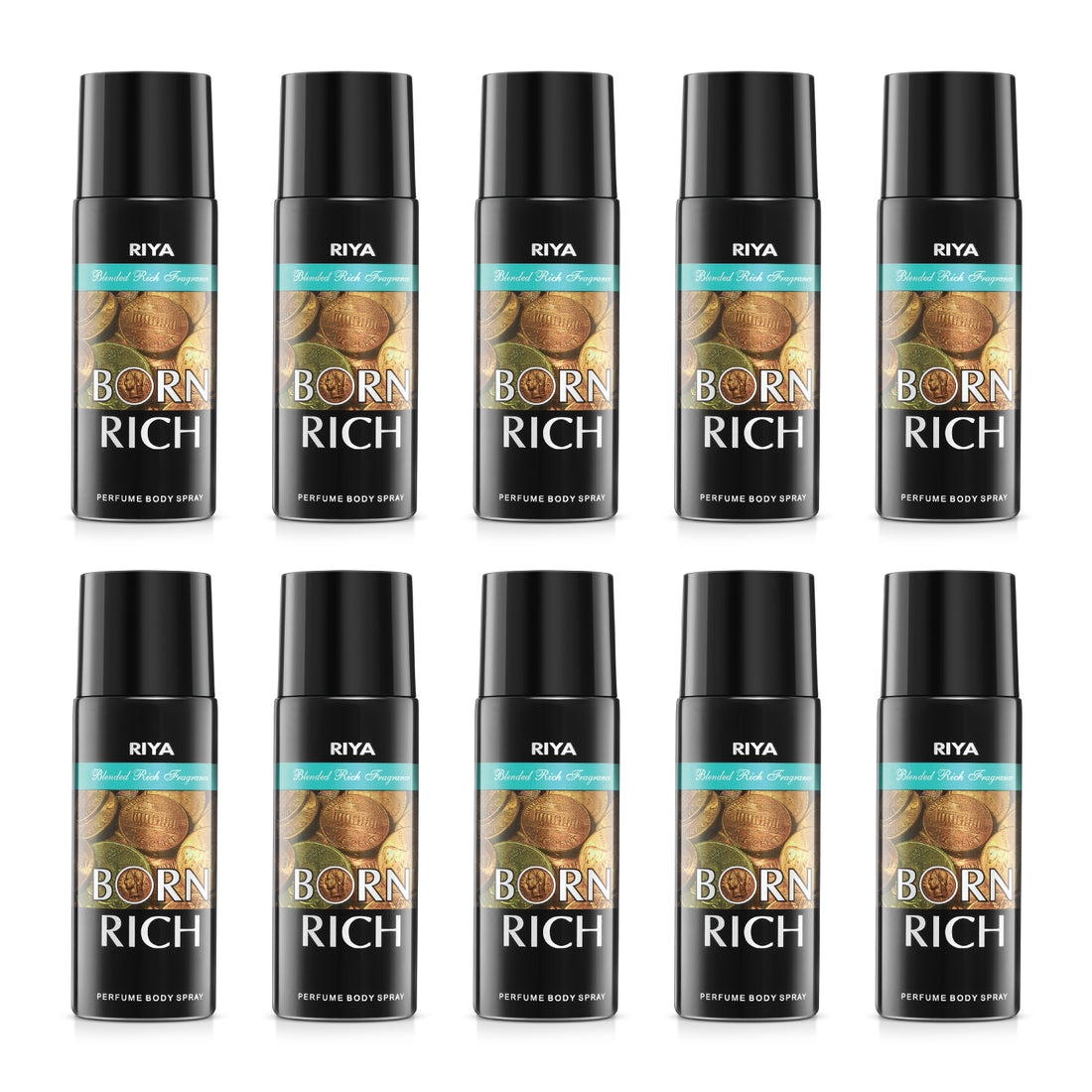 Riya Born Rich Combo of 10 Deodorant | 150 ml Each | Lavender, Musk Fragrance