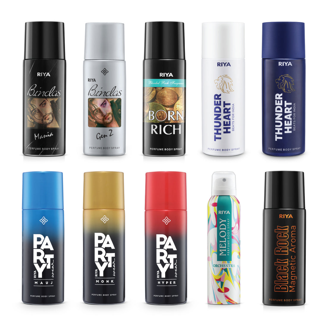 Riya Set of 10 Deodorant | 150 ml Each