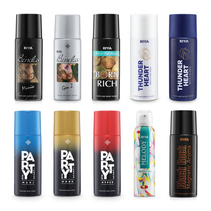 Riya Set of 10 Deodorant | 150 ml Each