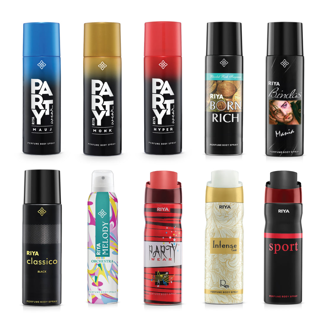 Riya Set of 10 Deodorant | 200 ml Each