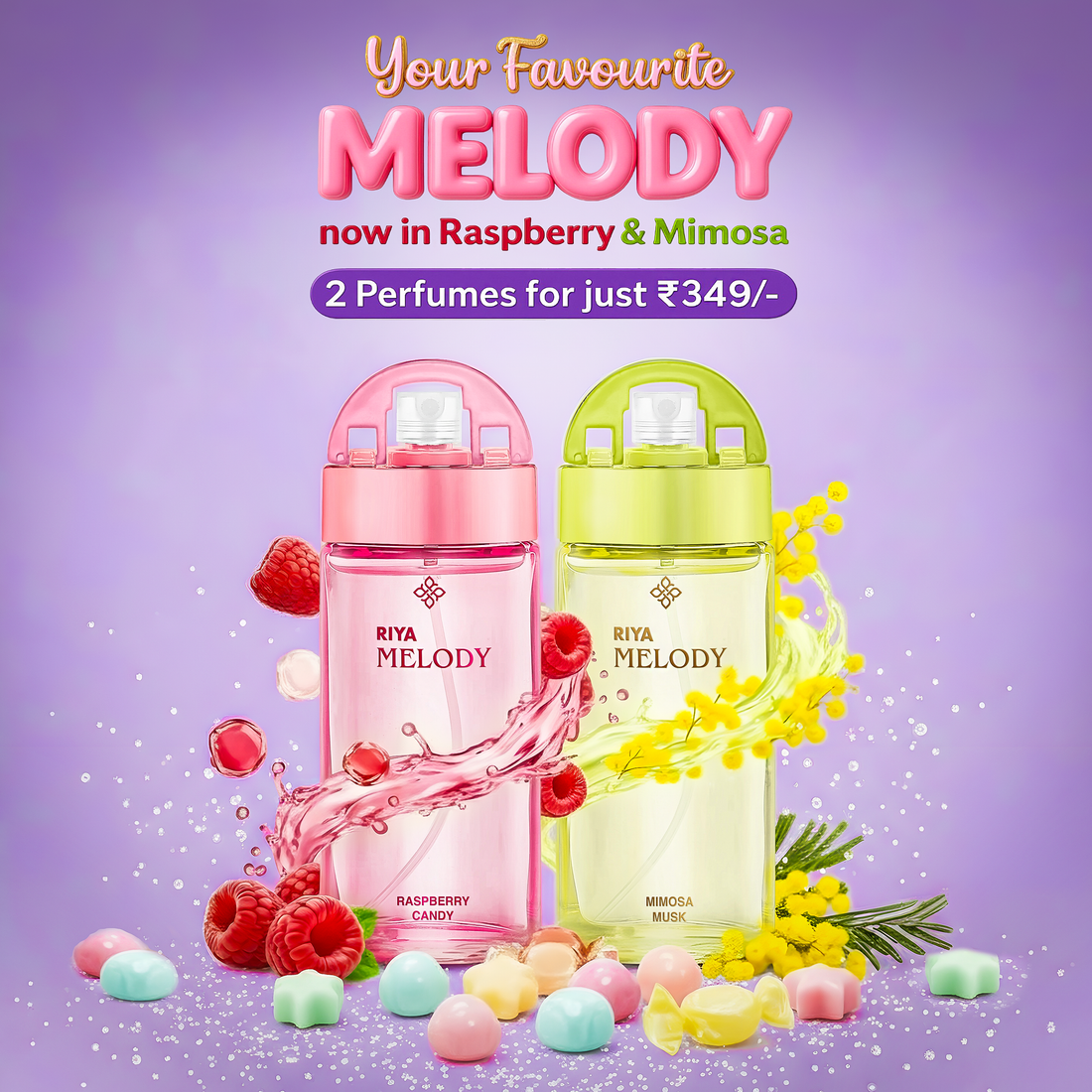 Riya Melody Mimosa Musk and Raspberry New Luxury Perfume for Women - 30 ml Each