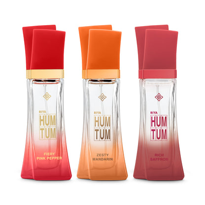 Riya Hum Tum Perfume (Fiery Pink Pepper, Zesty Mandarin, Rich Saffron) 30 Ml Each - 90ml