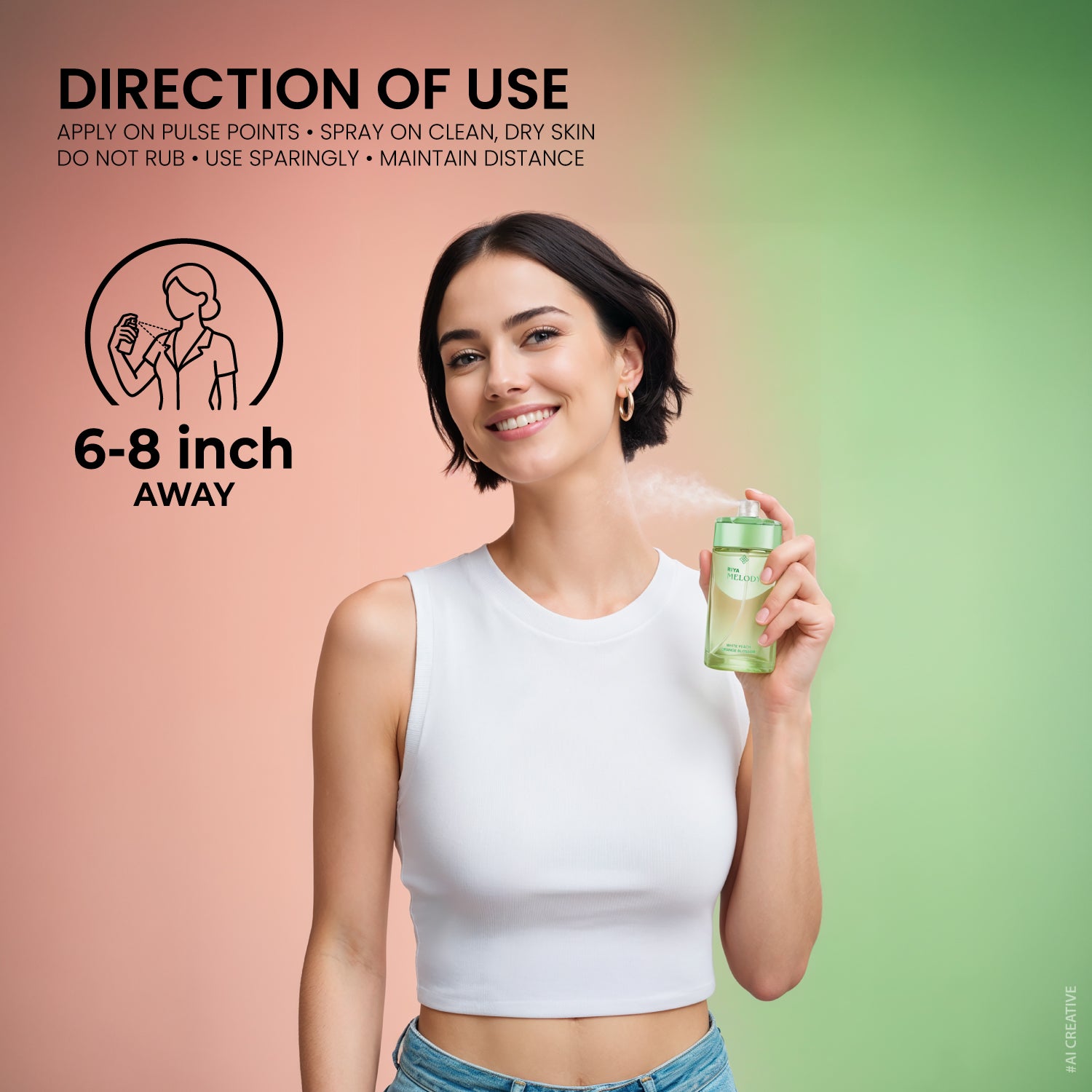 Riya Melody White Peach Eau De Parfum 30ml | Fruity Floral Perfume for Women | Fresh Peach &amp; Soft Floral Notes | Long-Lasting