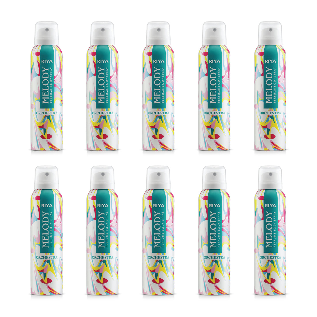 Riya Melody Green Combo of 10 Deodorant | 150 ml Each | Jasmine Rose Fragrance