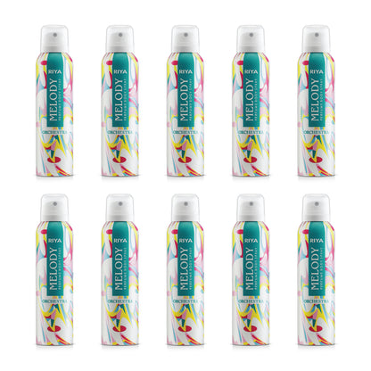 Riya Melody Green Combo of 10 Deodorant | 150 ml Each | Jasmine Rose Fragrance
