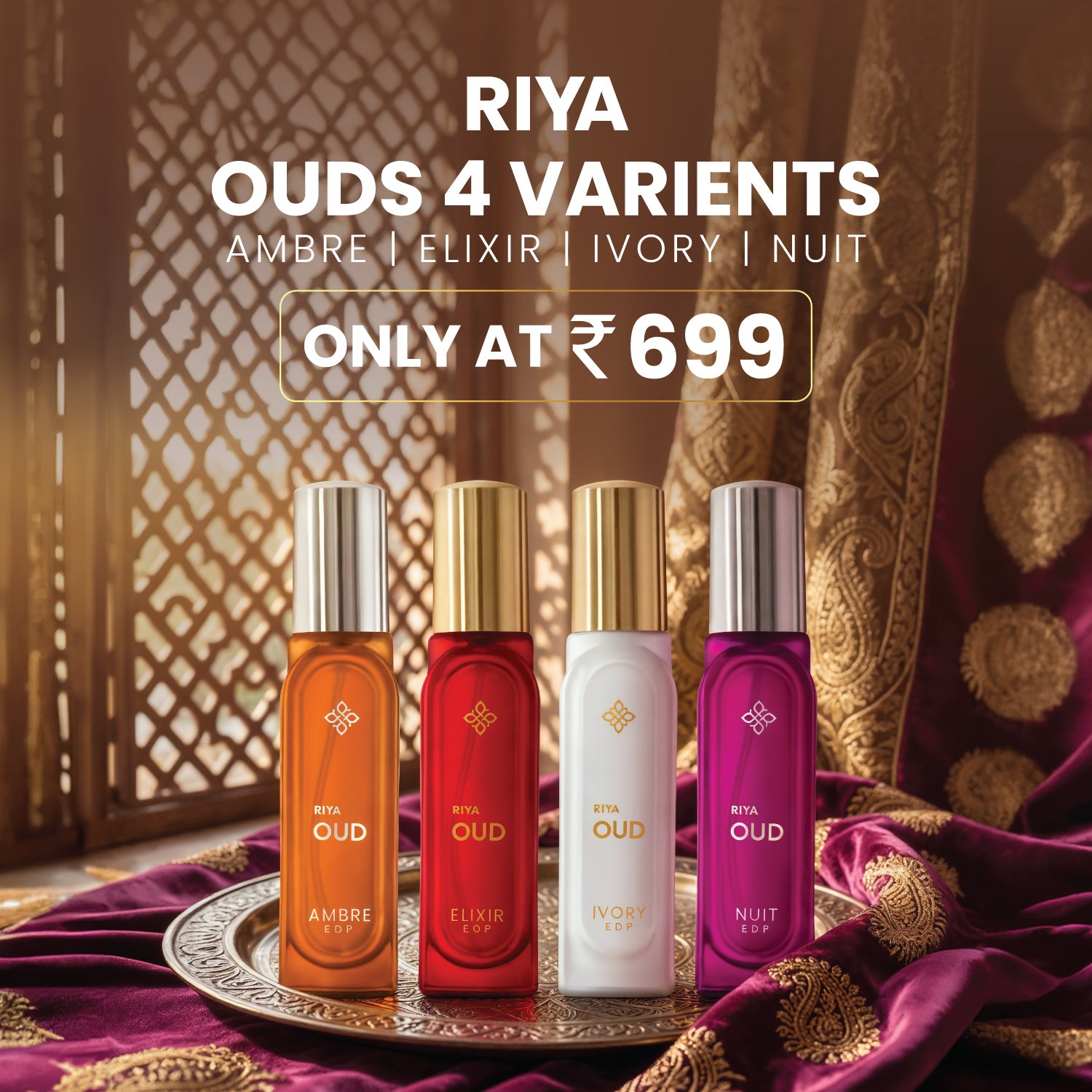RIYA Pack of 4 Oud Perfume for Men and Women (20ml Each)- 80 ml