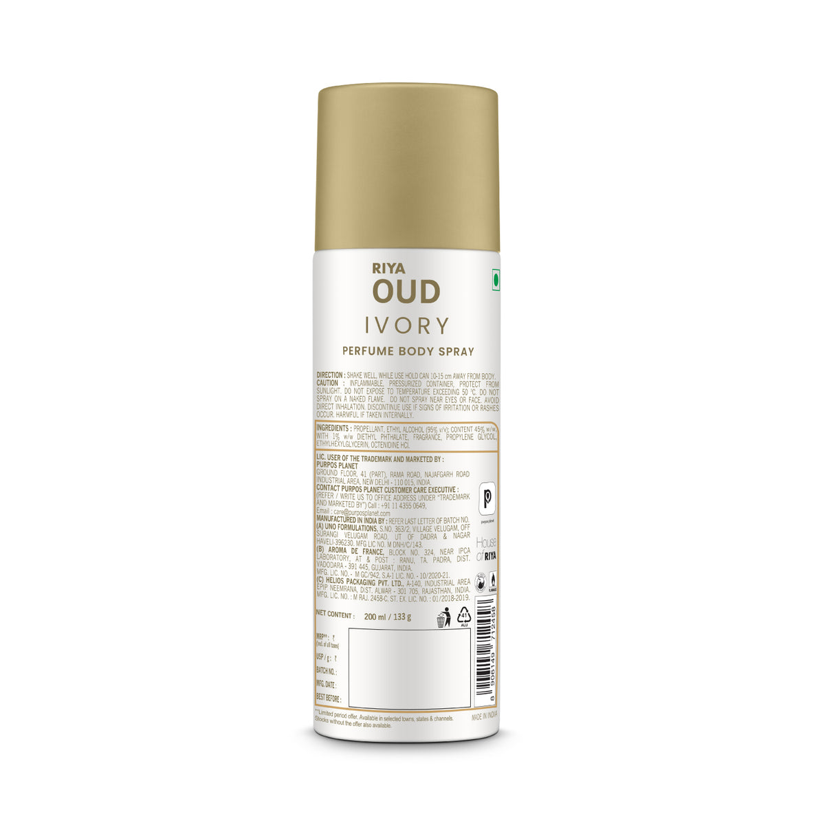 Riya OUD Ivory Deodorant for Unisex