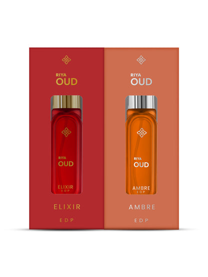 Riya OUD Elixir and Ambre Eau De Parfum for Men and Women - 20 ml Each Pack of 2