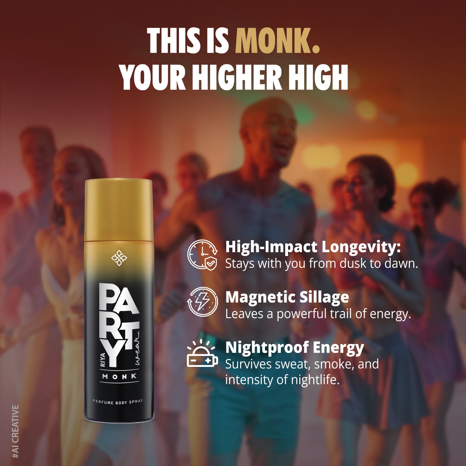 Riya Party Wear Monk Deodorant Body Spray for Men - 200 ml