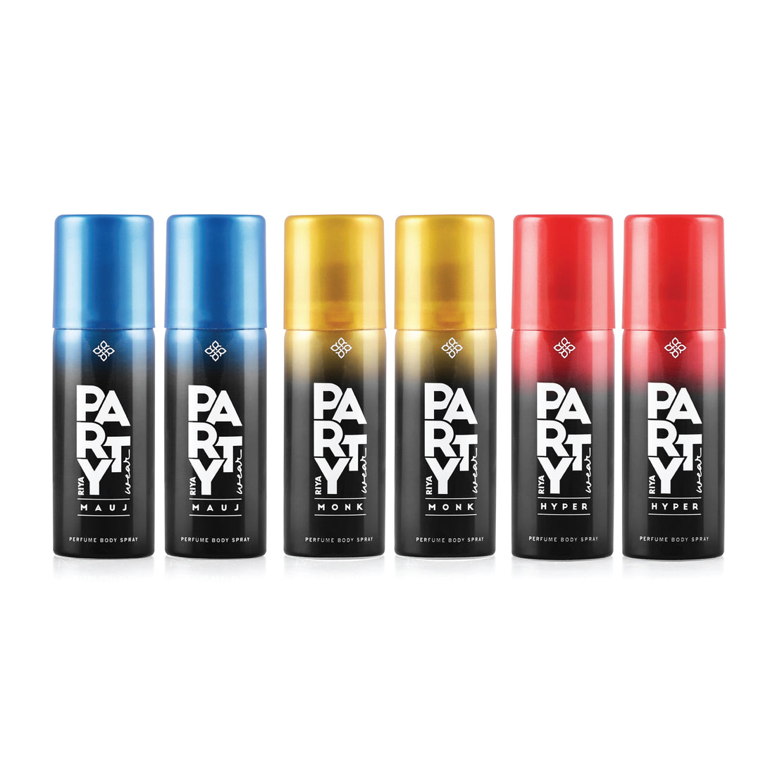 Riya Party Wear Mauj, Monk and Hyper Set of 6 Deodorant |40 ml Each