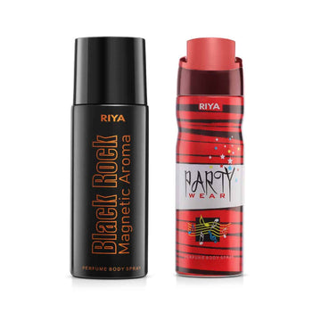 Riya Black Rock And Party Wear Body Spray Deodorant For Unisex Pack Of 2 