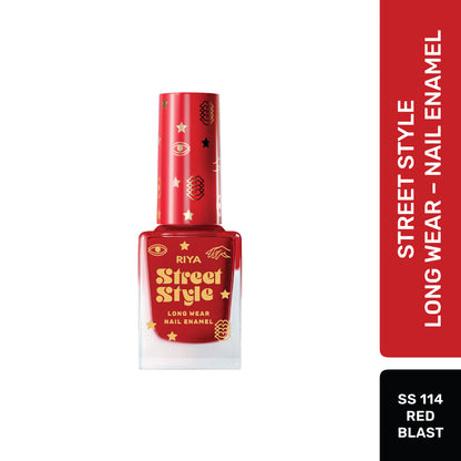 Street Style Long Wear, Quick Drying, Glossy Finish, 7-Free Formula, Nail Enamel, 100% Vegan &amp; Cruelty Free, Shade SS 114, Red Blast,12 ML