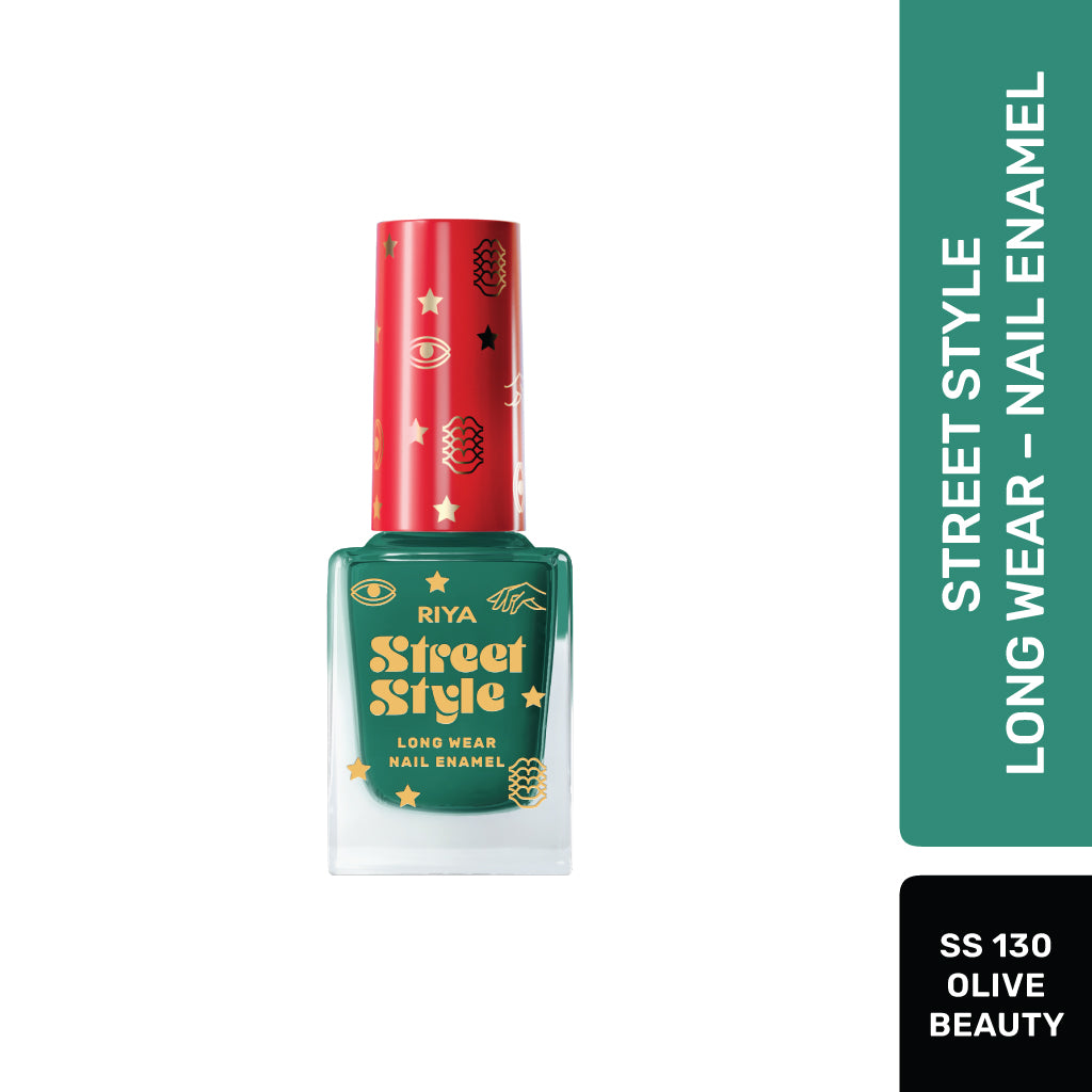 Street Style Long Wear, Quick Drying, Glossy Finish, 7-Free Formula, Nail Enamel, 100% Vegan &amp; Cruelty Free, Shade SS 130, Olive Beauty,12 ML
