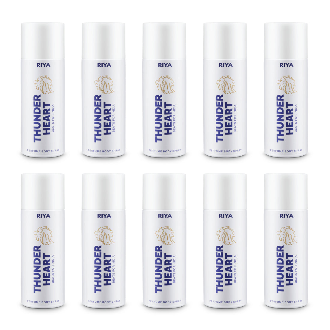 Riya Thunderheart White Combo of 10 Deodorant | 150 ml Each