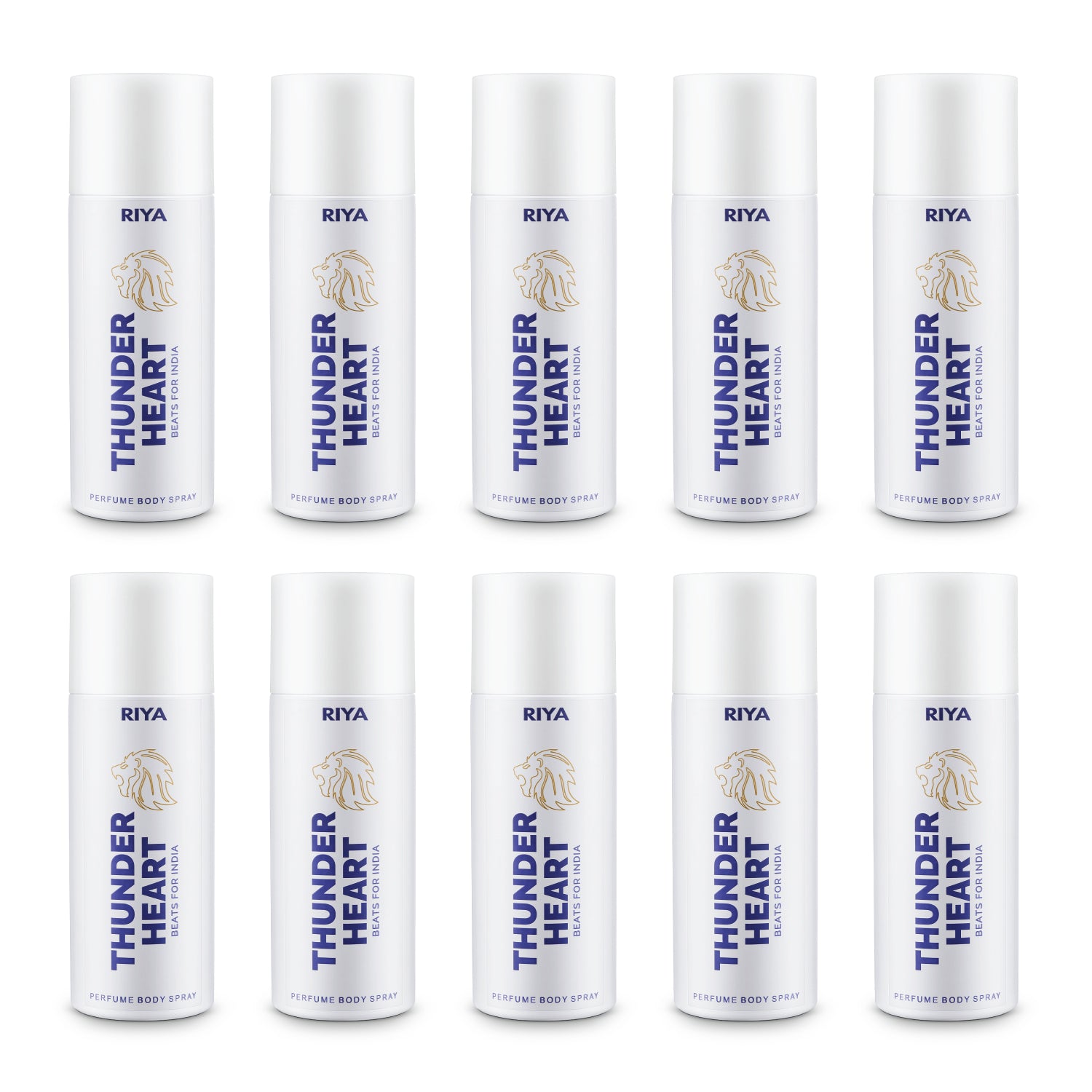 Riya Thunderheart White Combo of 10 Deodorant | 150 ml Each