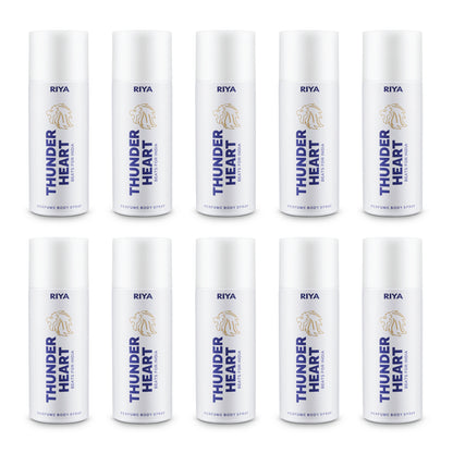 Riya Thunderheart White Combo of 10 Deodorant | 150 ml Each