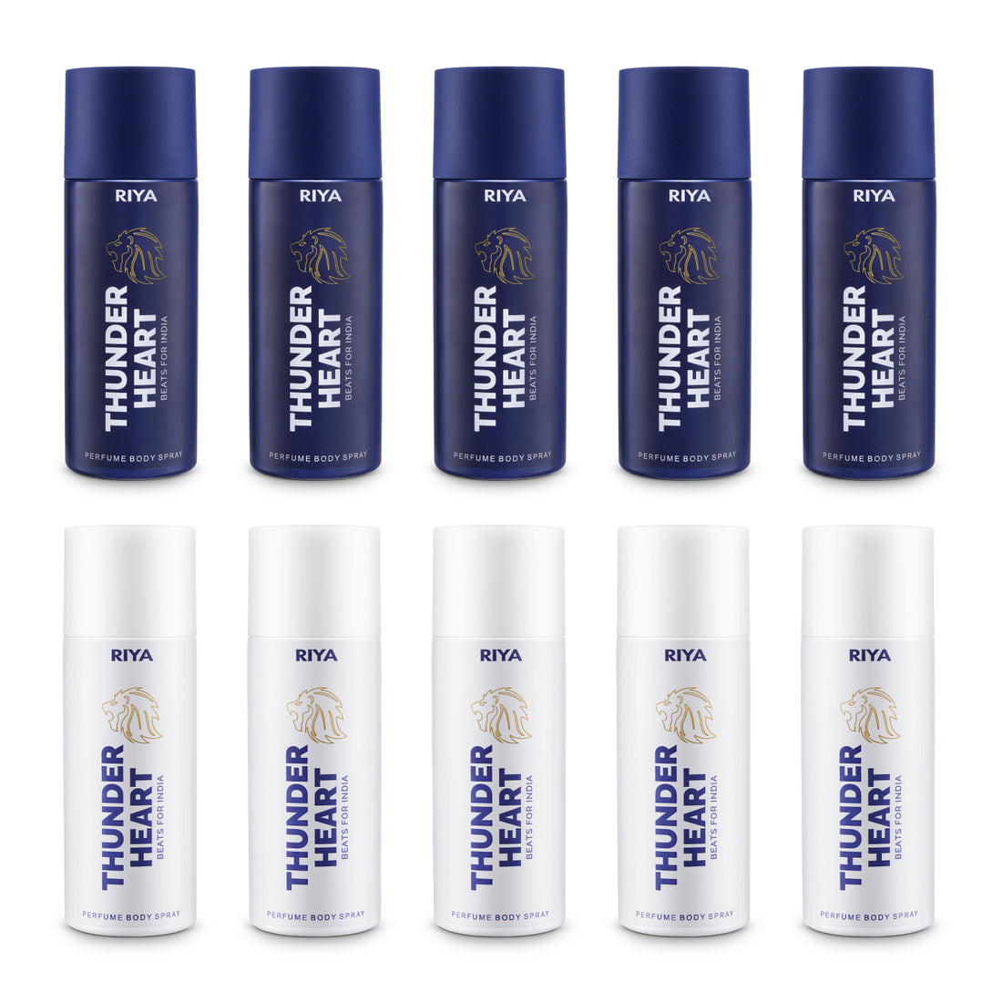 Riya Thunderheart Blue and White Combo of 10 Deodorant | 150 ml Each