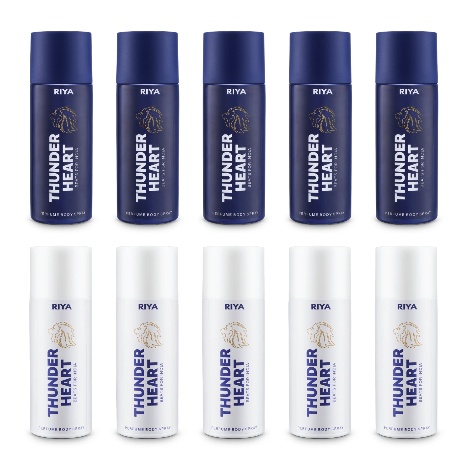 Riya Thunderheart Blue and White Combo of 10 Deodorant | 150 ml Each