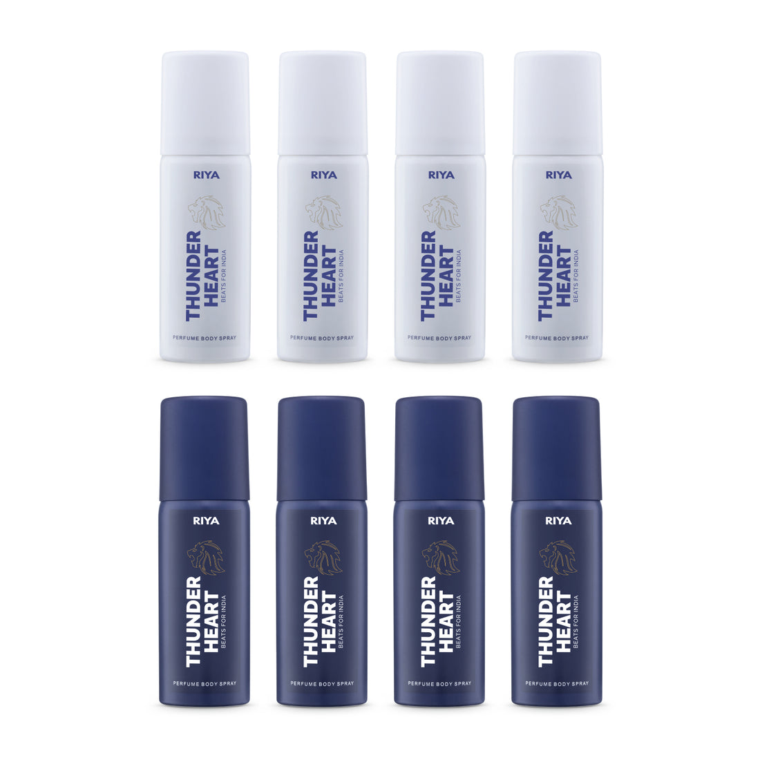 Riya Thunderheart Blue and White Combo of 8 Deodorant | 40 ml Each